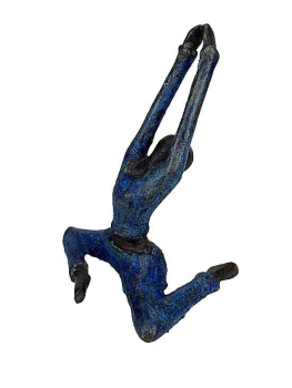 Blaue Bronze-Skulptur Yoga "Barbara"  by Hamidou